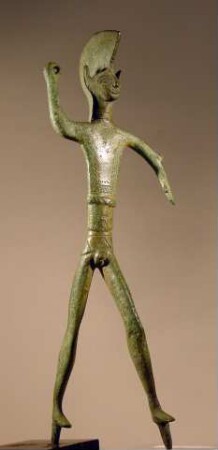 Etruskische Statuette eines speerschleudernden Kriegers