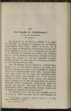 XX. Das Vergehen der Wahlbestechnung : (§ 109 des Straf-G.-B.)