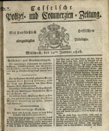 Nr. 7, Mittwoch, den 24sten Januar 1816