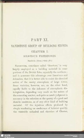 Part XI. Sandstone group of building stones