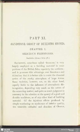 Part XI. Sandstone group of building stones