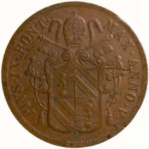 Münze, 5 Baiocchi, 1851