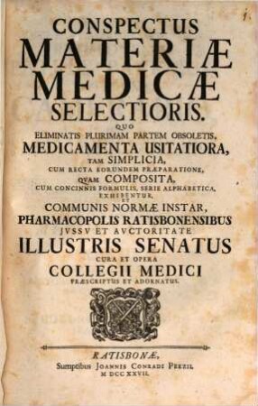 Conspectus materiae medicae selectioris