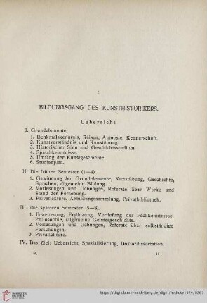 I. Bildungsgang des Kunsthistorikers
