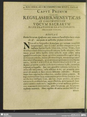 Caput Primum Tradens Regulasher Meneuticas Ad Circumspectam Vocum Sacrarum Illustrationem Ex Auctoribus Profanis Utiles