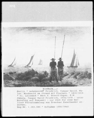 Mondnacht am Strand mit Fischern