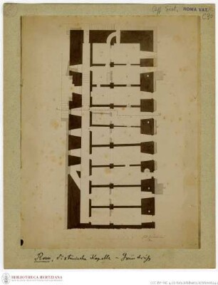 Architekturzeichnungen, Umzeichnungen nach Fresken und Zeichnungen nach Skulptur für Ernst Steinmann, Die Sixtinische Kapelle, München 1901-1905, Grundriß des Zwischenstockes der Sixtinischen Kapelle