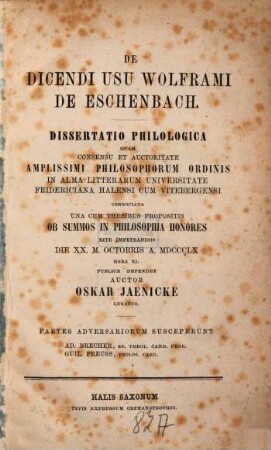 De dicendi usu Wolframi de Eschenbach