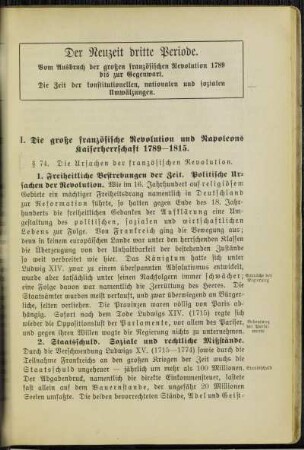 Der Neuzeit dritte Periode, 1789 bis zur Gegenwart