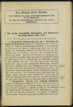 Der Neuzeit dritte Periode, 1789 bis zur Gegenwart