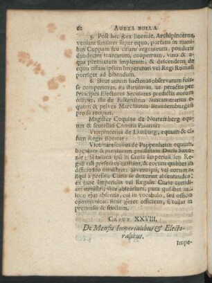 Caput XXVIII. De Mensis Imperialibus & Electoralibus.