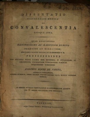 Dissertatio inauguralis medica de convalescentia ejusque cura