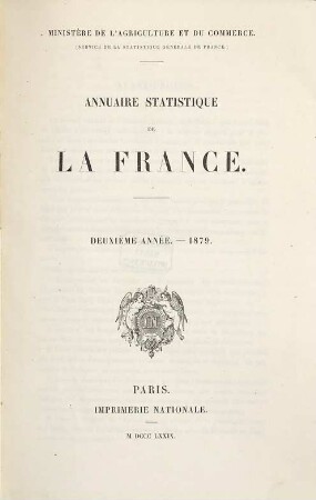Annuaire statistique de la France. 2, 2. 1879