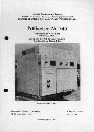 Siebwindsichter K547 / K 548