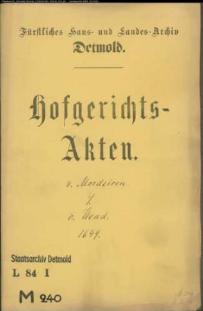 von Mordeisen, Georg Sigismund, Kapitänleutnat gegen Kasper de Wend - Schuldforderung
