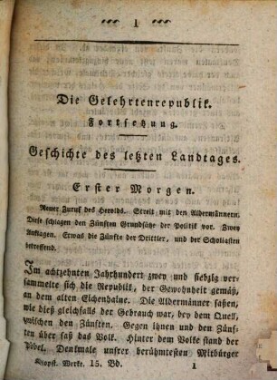 Klopstocks sämmtliche Werke. Bd. 15, Die Gelehrtenrepublik (Fortsetzung). Geschichte des letzten Landtages