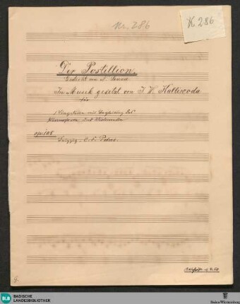 Der Postillion - JWK Mus.Ms. 286 : V, vlc, pf; A; op. 105, StrK op. 105