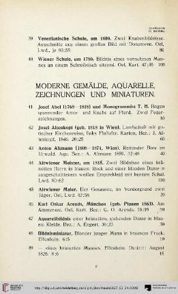 Moderne Gemälde, Aquarelle, Zeichnungen und Miniaturen (Nr. 41-228)