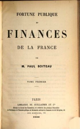 Fortune publique et finances de la France, 1