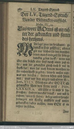 Der LV. Tugend-Spruch, Von der Gedancken-auffsicht