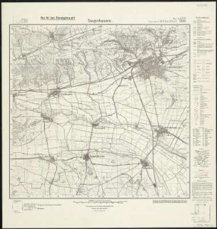Messtischblatt 2601, neue Nr. 4533 : Sangerhausen, 1936 Sangerhausen : Sangerhausen. - Hrsg. 1905, einz. Nachtr. 1934, gedr. [19]36. - 1:25000. - [Berlin]: Reichsamt für Landesaufnahme, 1936. - 1 Kt.