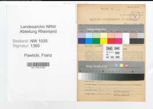 Entnazifizierung Franz Pawlicki , geb. 21.07.1902 (Oberwaechter)