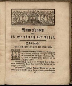 Erstes Capitel. Von dem Wesentlichen der Baukunst