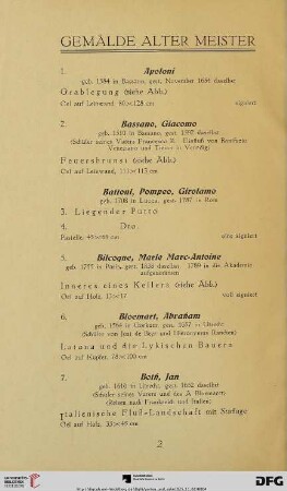 Gemälde alter Meister (Nr. 1-42)