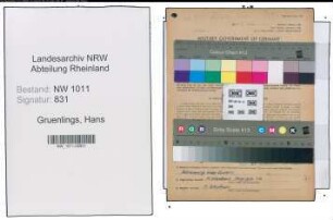 Entnazifizierung Hans Gruenlings , geb. 03.07.1907 (Schlosser)