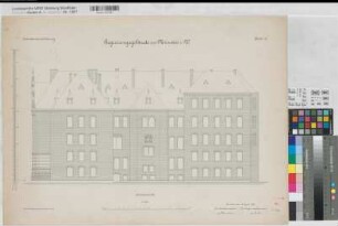 Münster (Münster) Regierungsgebäude (Inventarzeichnung) Blatt 13 Rückansicht 1890 1 : 100 50 x 68 Lithographie: Bogdan Gisevius, Berlin Niermann; Butz KSM Nr. 1310,14