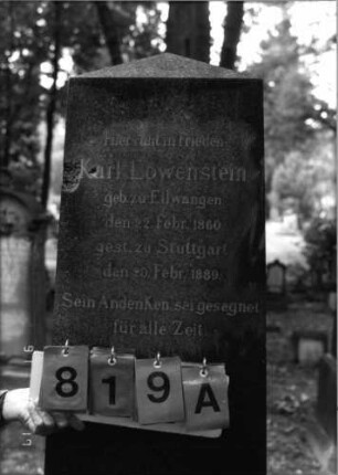 Grabstein 819 [Hahn S. 146 Grab-Nr. 721]: Grabstein 819A [Hahn S. 146 Grab-Nr. 721]