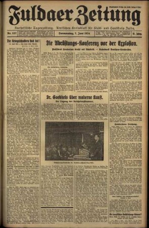 Erste Ausgabe vom Donnerstag, den 07. Juni 1934.