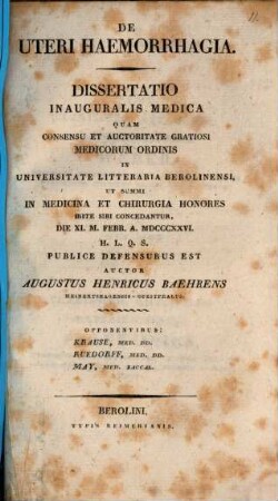 De uteri haemorrhagia : Diss. inaug. med.
