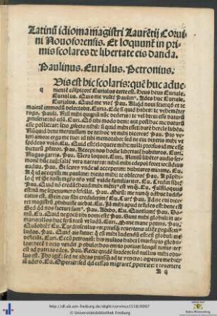 Latinum idioma Laurenrii Corvini Novoforensis