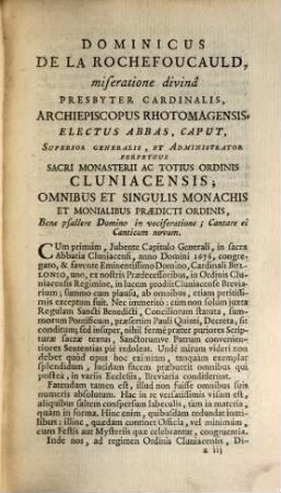 Breviarium Cluniacense : Juxta Regulam Sancti Benedicti, Et mentem Pauli V. Pontificis maximi, 1. Pars Aestiva