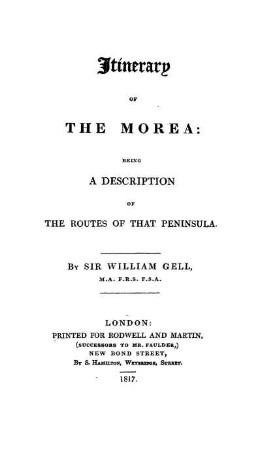 Itinerary of the Morea