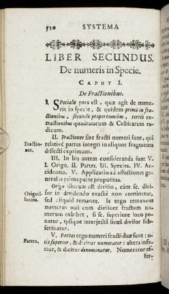 Liber Secundus. De numeris in Specie.
