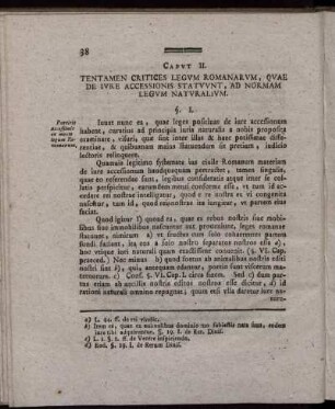 Caput II. Tentamen Critices Legum Romanarum, Quae De Iure Accessionis Statuunt, Ad Normam Legum Naturalium.