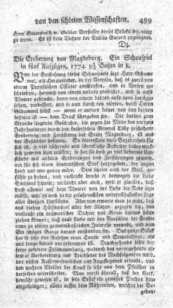 Die Eroberung von Magdeburg; ein Trauerspiel.