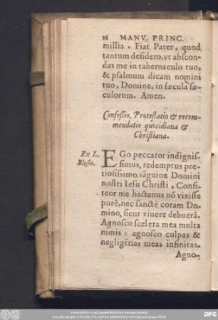 Confeßio, Protestatio & recommendatio quotidiana & Christiana.