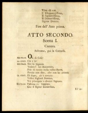Atto Secondo = Zwote Handlung