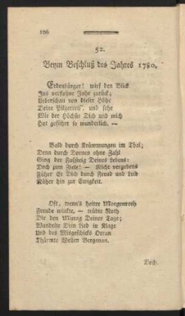 52. Beym Beschluß des Jahres 1780