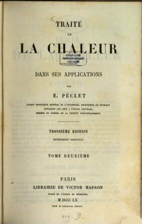 Traité de la chaleur : considerée dans ses applications, II