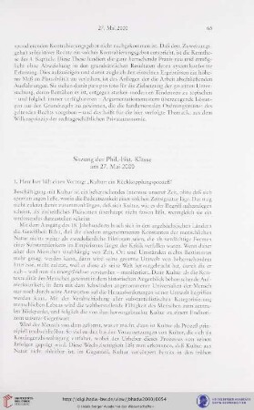 Sitzung der Phil.-hist. Klasse am 27. Mai 2000