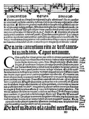 De vario canentium ritu ac decé canendi mandatis. Caput octauum.