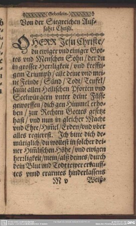 Gebetlein. Von der Siegreichen Auffahrt Christi