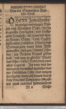 Gebetlein. Von der Siegreichen Auffahrt Christi