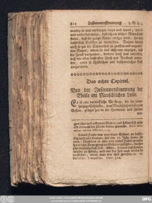 Das achte Capittel. Von der Zusammenstimmung der Theile am Menschlichen Leibe.