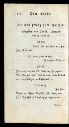 Ein und zwanzigster Auftritt. Prinzessinn von Eboli. Herzoginn von Olivarez