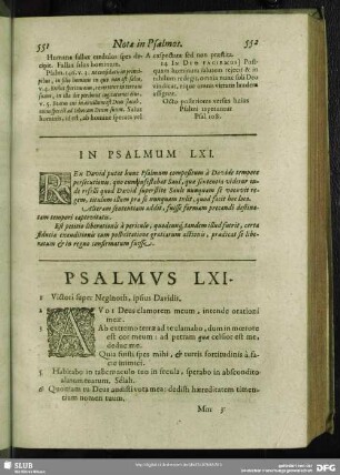 In Psalmum LXI.[i.e. LX.] Psalmus LXI. [i.e. LX.]